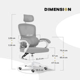 Office & Desk Chairs: Ergonomic Reclining Office Chair - Lumbar Support, Adjustable Headrest VELTRA - GREY
