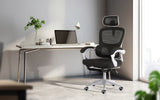 Office & Desk Chairs: Ergonomic Reclining Office Chair - Footrest, Lumbar Support, Adjustable Headrest VELTRA - BLACK