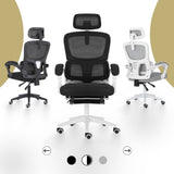 Office & Desk Chairs: Ergonomic Reclining Office Chair - Footrest, Lumbar Support, Adjustable Headrest VELTRA - BLACK