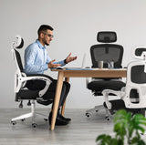 Office & Desk Chairs: Ergonomic Reclining Office Chair - Footrest, Lumbar Support, Adjustable Headrest VELTRA - BLACK