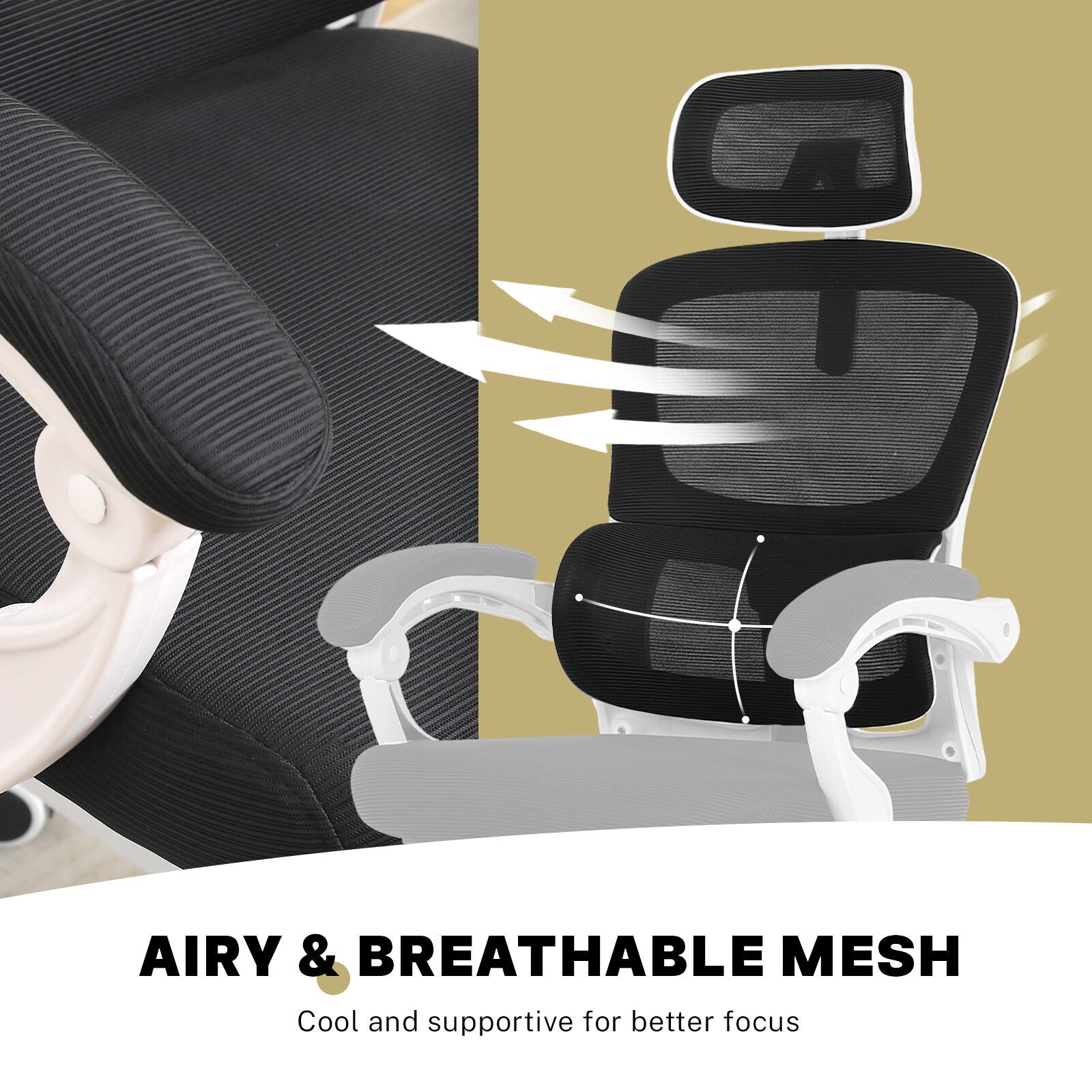 Office & Desk Chairs: Ergonomic Reclining Office Chair - Footrest, Lumbar Support, Adjustable Headrest VELTRA - BLACK