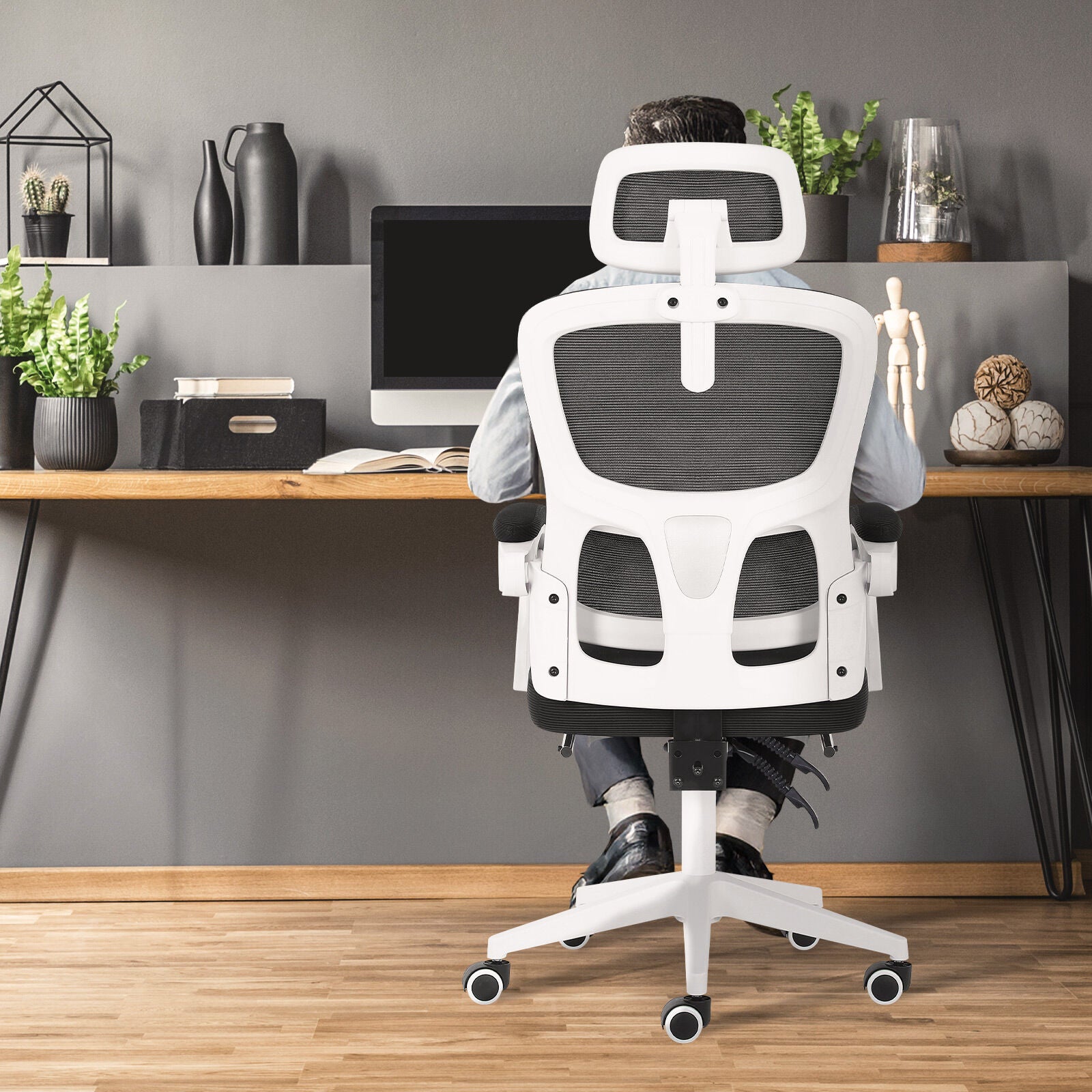 Office & Desk Chairs: Ergonomic Reclining Office Chair - Footrest, Lumbar Support, Adjustable Headrest VELTRA - BLACK