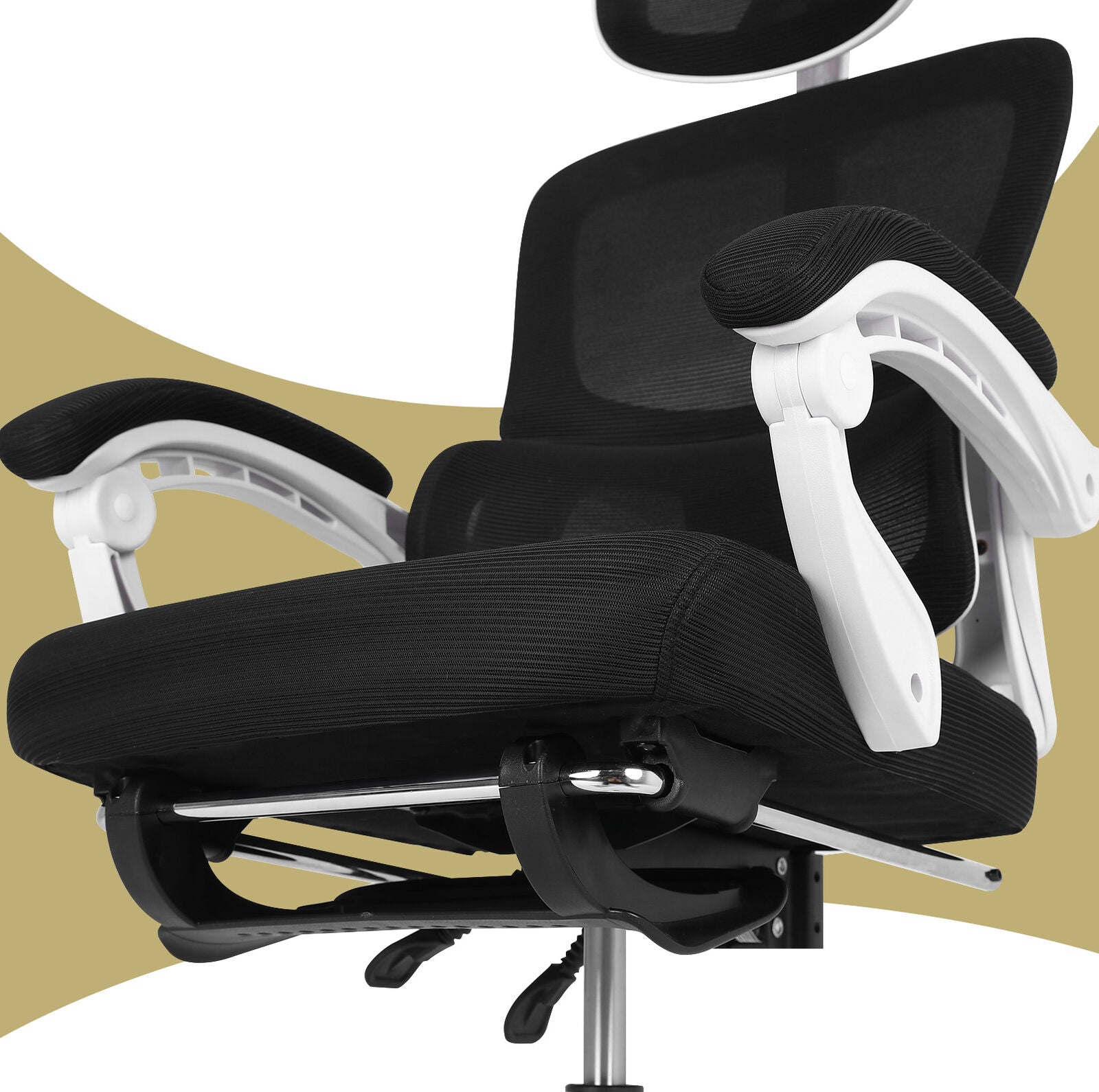 Office & Desk Chairs: Ergonomic Reclining Office Chair - Footrest, Lumbar Support, Adjustable Headrest VELTRA - BLACK