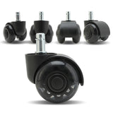 Office & Desk Chairs: 5X 2'' Twin Wheel Office Chair Casters - Slient Smooth, 11x22mm Stem