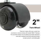 Office & Desk Chairs: 5X 2'' Twin Wheel Office Chair Casters - Slient Smooth, 11x22mm Stem