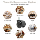Office & Desk Chairs: 5X 2'' Twin Wheel Office Chair Casters - Slient Smooth, 11x22mm Stem