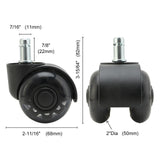 Office & Desk Chairs: 5X 2'' Twin Wheel Office Chair Casters - Slient Smooth, 11x22mm Stem