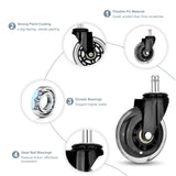 Office & Desk Chairs: 5X 3'' Rollerblade Style Wheels Office Chair Casters - Slient Smooth, 11x22mm Stem