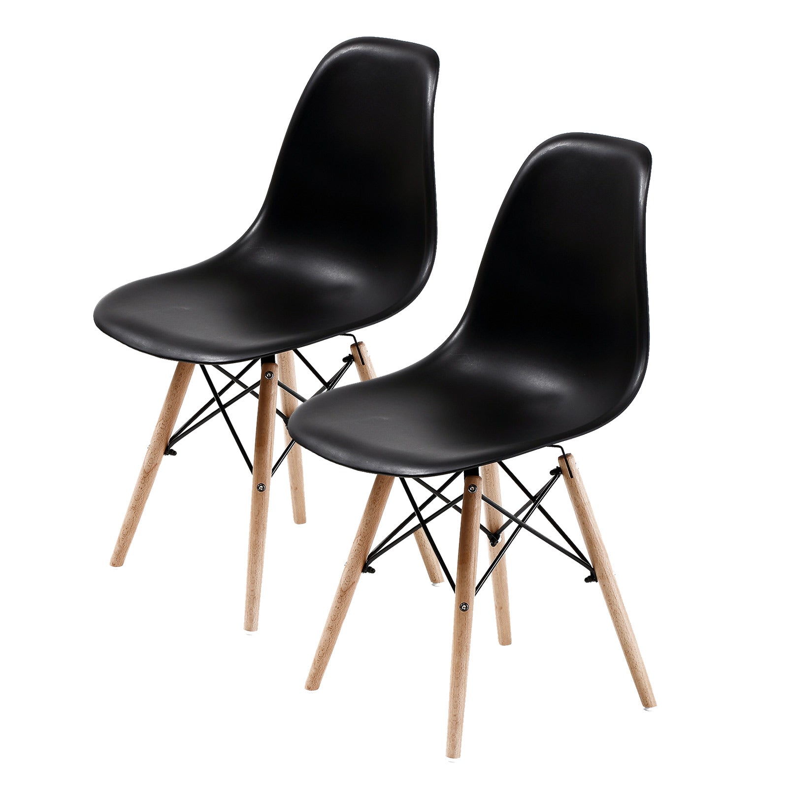 Kitchen & Dining Chairs: 2X Retro Dining Cafe Chair DSW BLACK