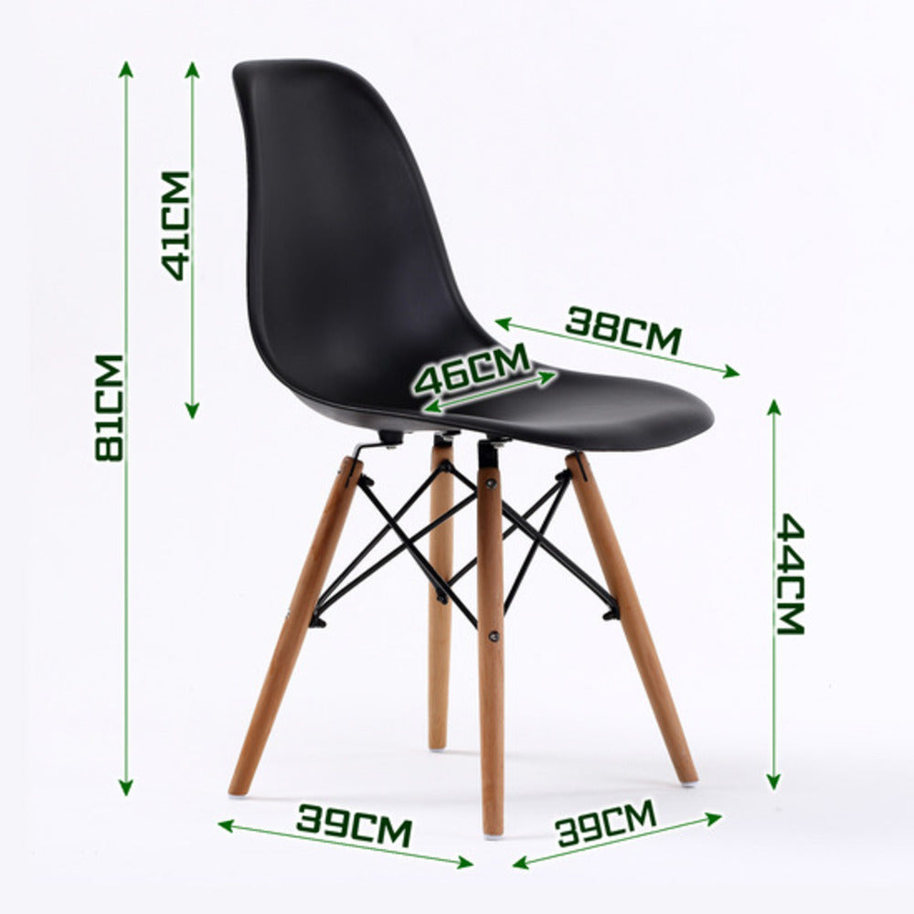 Kitchen & Dining Chairs: 2X Retro Dining Cafe Chair DSW BLACK
