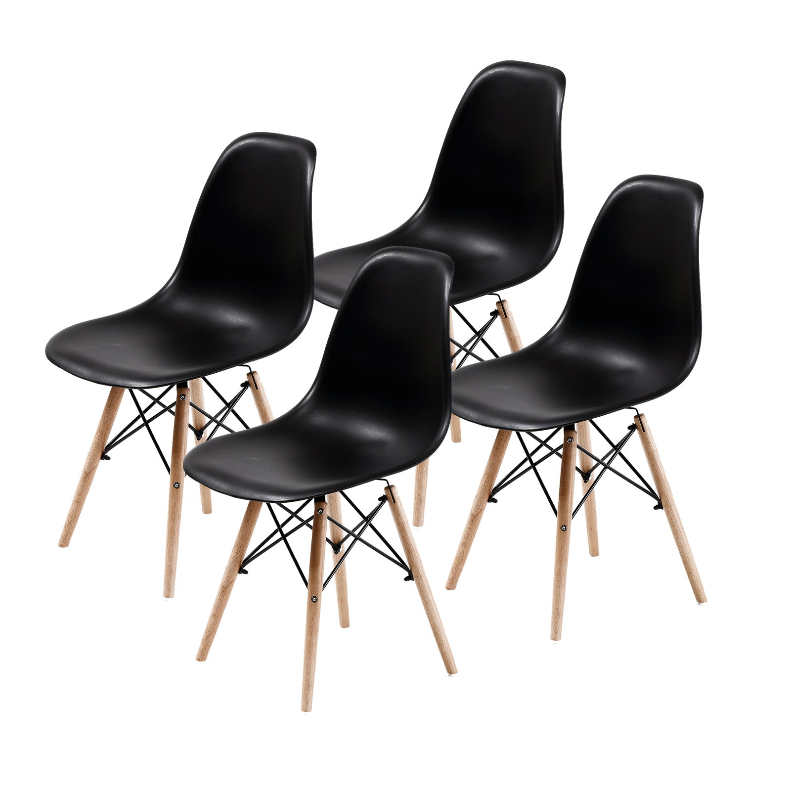 Kitchen & Dining Chairs: 4X Retro Dining Cafe Chair DSW BLACK