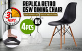 Kitchen & Dining Chairs: 4X Retro Dining Cafe Chair DSW BLACK