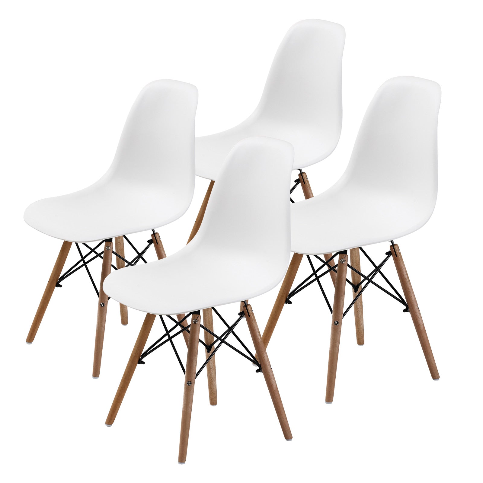 Kitchen & Dining Chairs: 4X Retro Dining Cafe Chair DSW WHITE