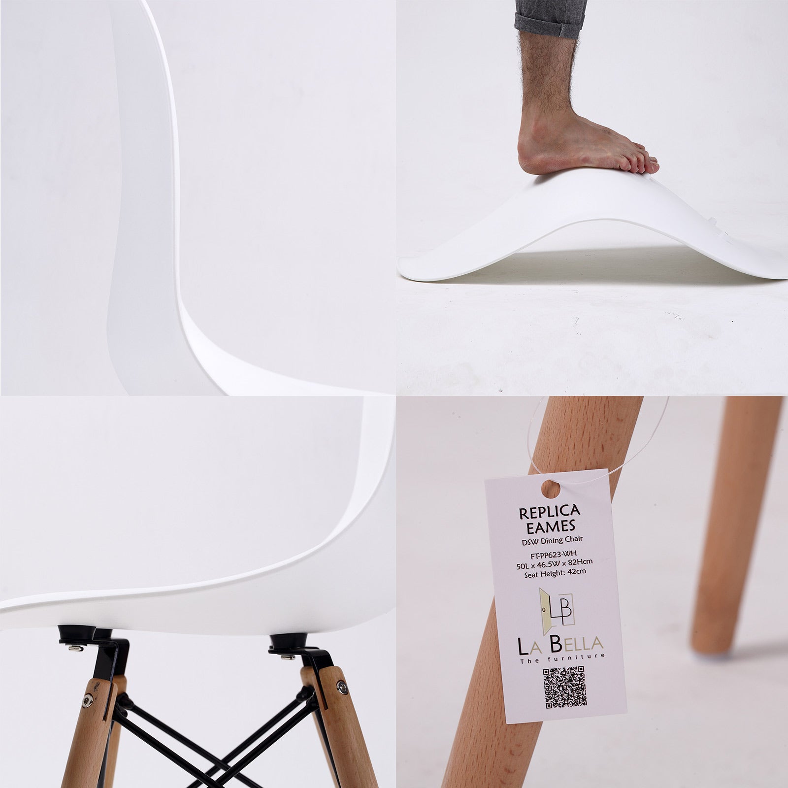 Kitchen & Dining Chairs: 4X Retro Dining Cafe Chair DSW WHITE