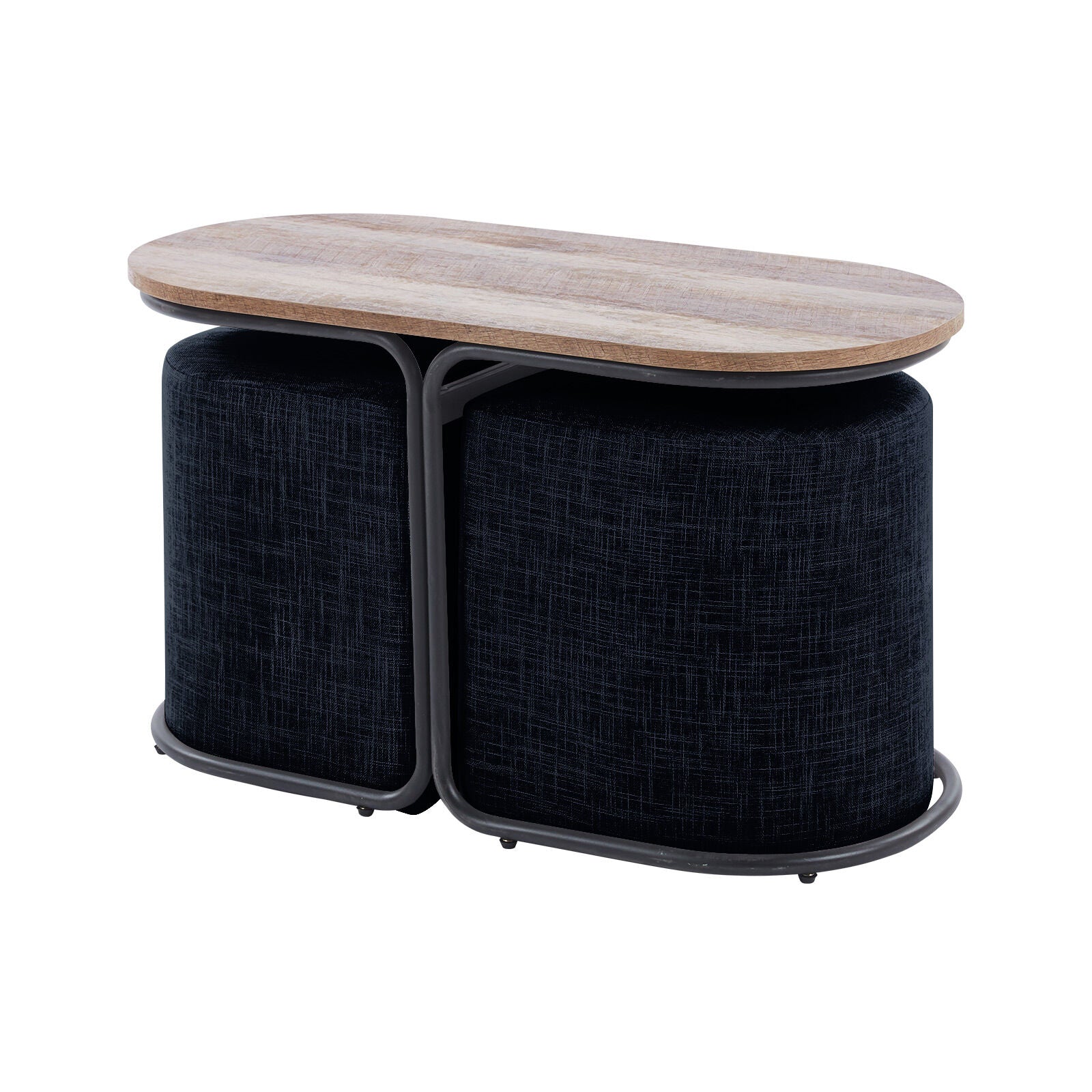 Office & Desk Chairs: 3 Piece Set Coffee Table & Ottoman Wood Side End Table Industrial - Black