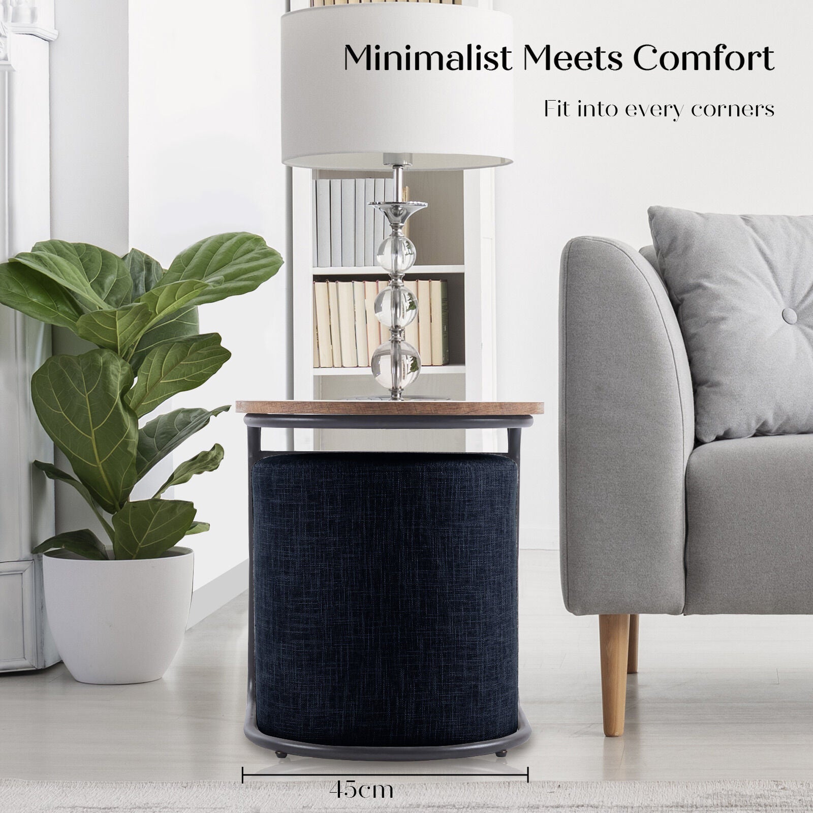 Office & Desk Chairs: 3 Piece Set Coffee Table & Ottoman Wood Side End Table Industrial - Black