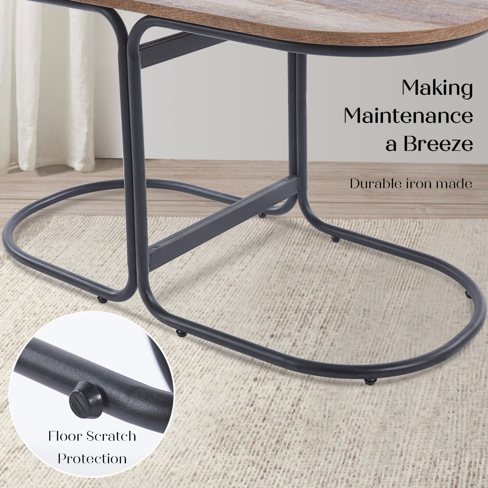 Office & Desk Chairs: 3 Piece Set Coffee Table & Ottoman Wood Side End Table Industrial - Black