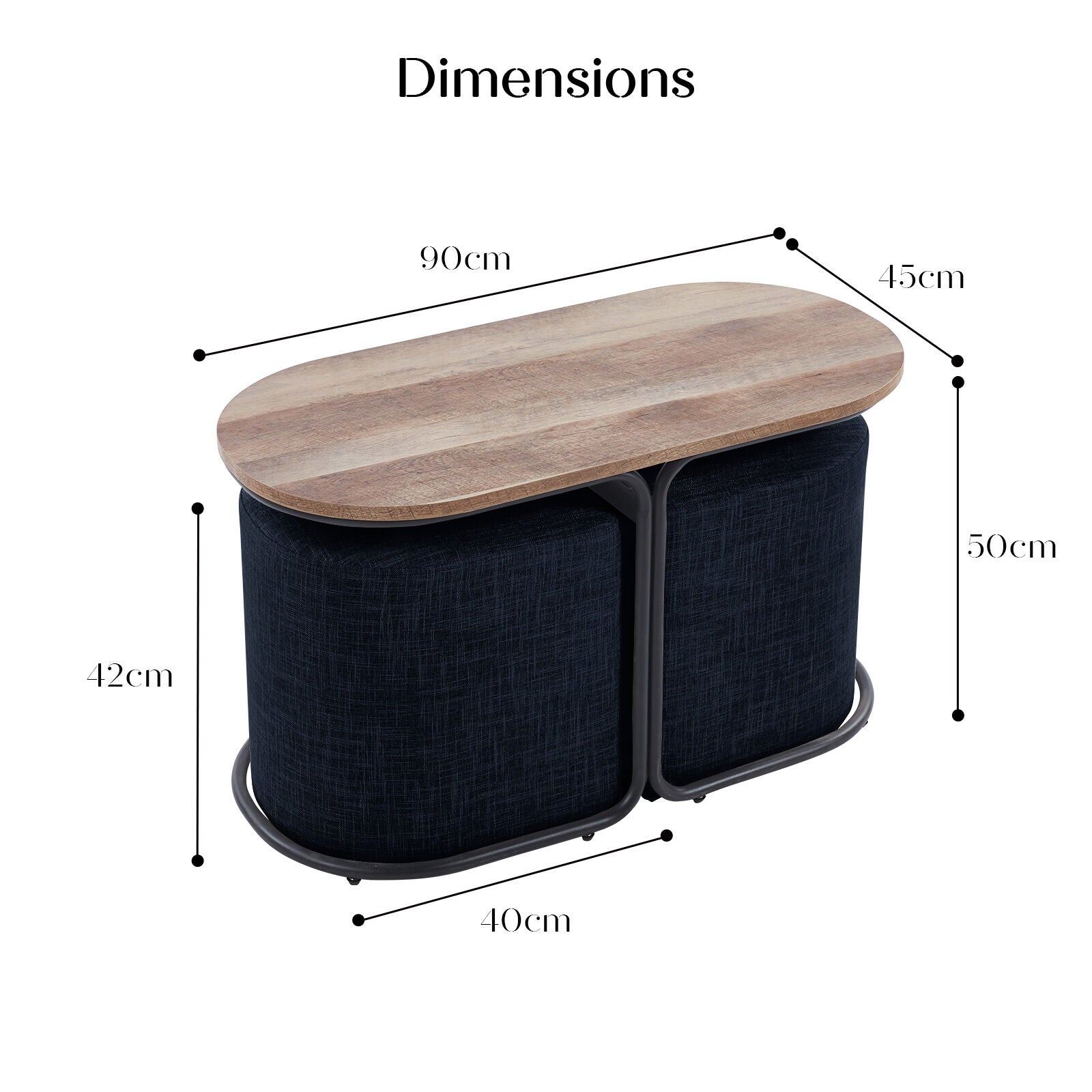 Office & Desk Chairs: 3 Piece Set Coffee Table & Ottoman Wood Side End Table Industrial - Black
