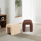 Ottomans & Footstools: Ridge Arch Ottoman Stool Teddy Fleece Fabric Foot Rest 45cm BEIGE