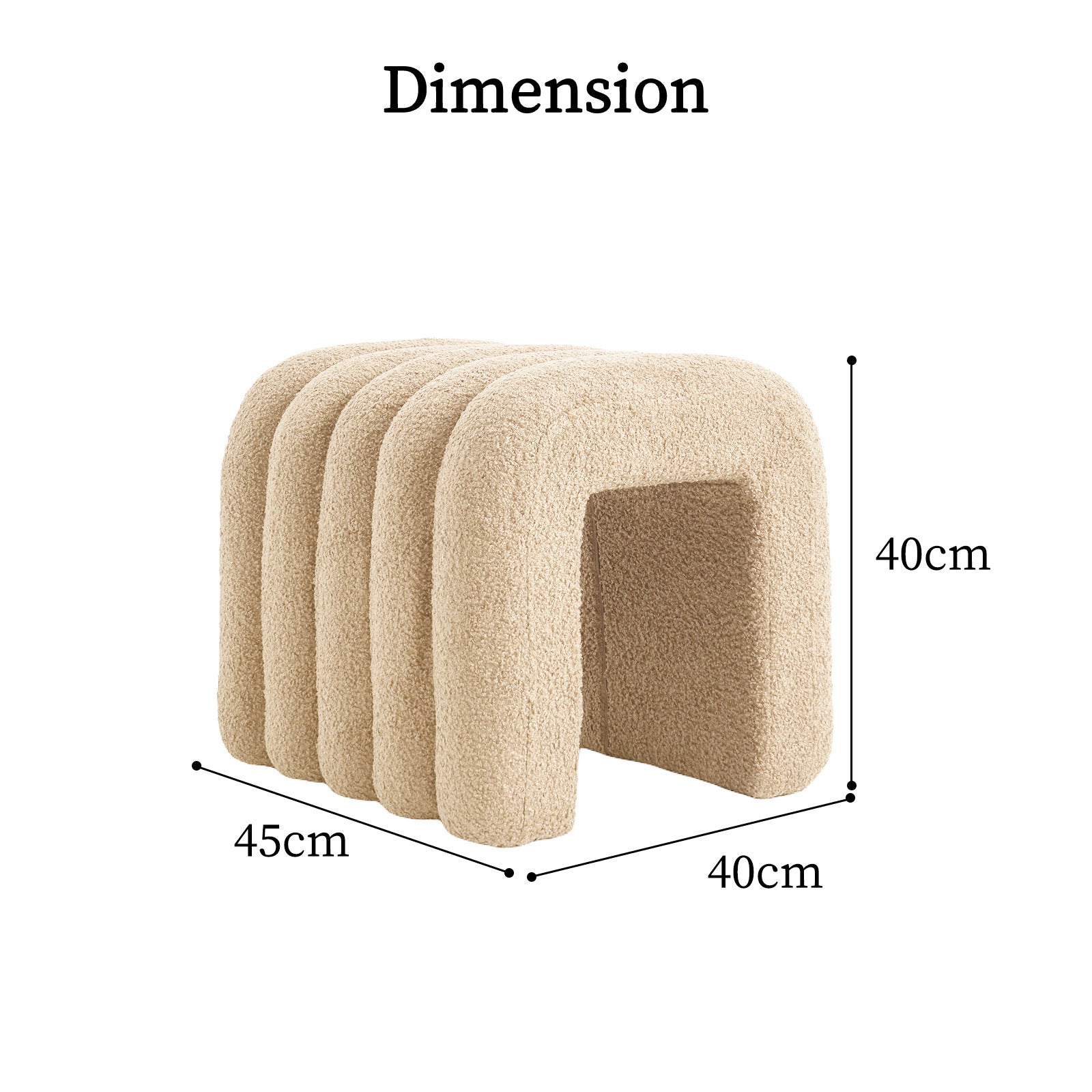 Ottomans & Footstools: Ridge Arch Ottoman Stool Teddy Fleece Fabric Foot Rest 45cm BEIGE