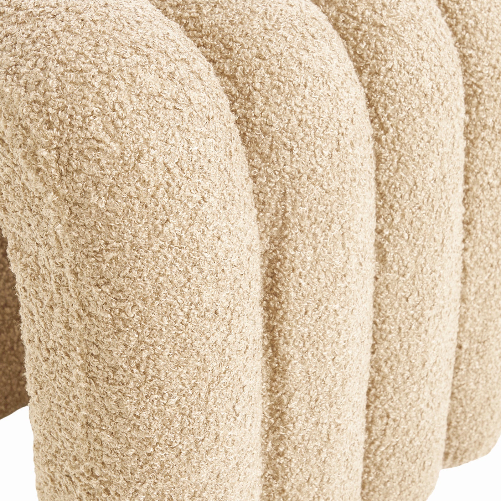 Ottomans & Footstools: 2X Ridge Arch Ottoman Stool Teddy Fleece Fabric Foot Rest 45cm BEIGE