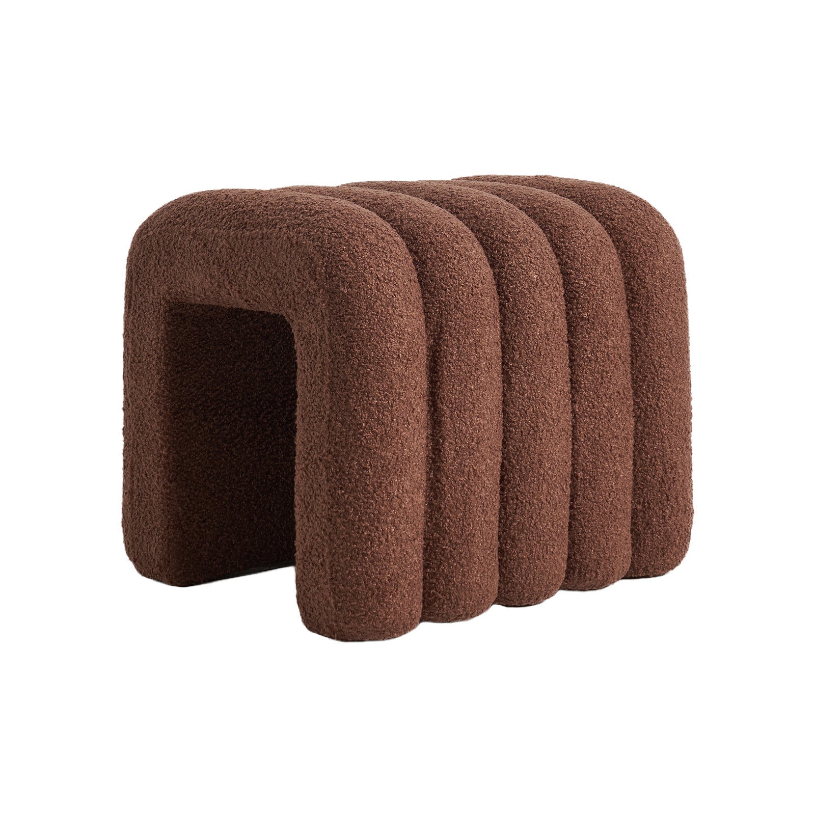 Ottomans & Footstools: Ridge Arch Ottoman Stool Teddy Fleece Fabric Foot Rest 45cm BROWN
