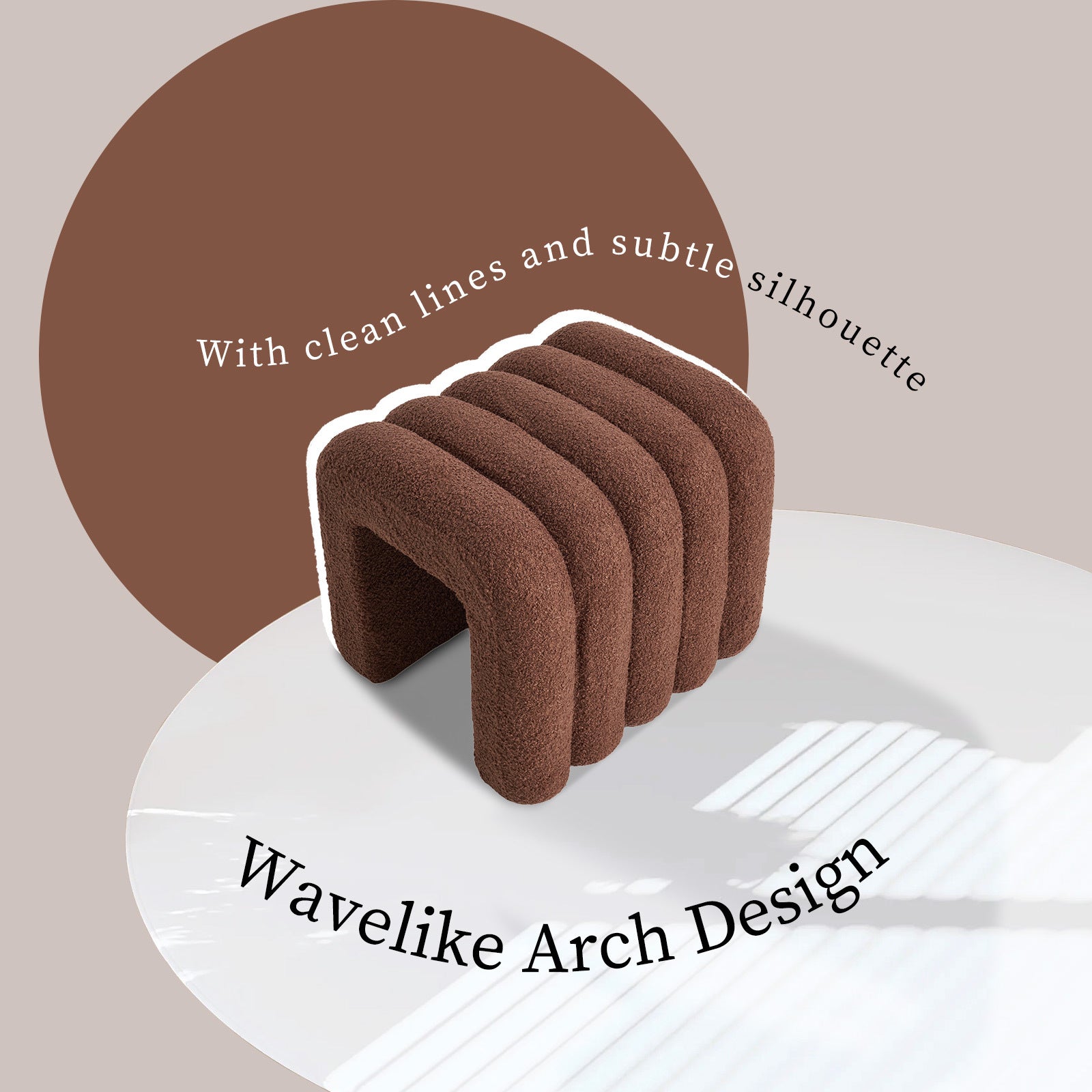 Ottomans & Footstools: Ridge Arch Ottoman Stool Teddy Fleece Fabric Foot Rest 45cm BROWN