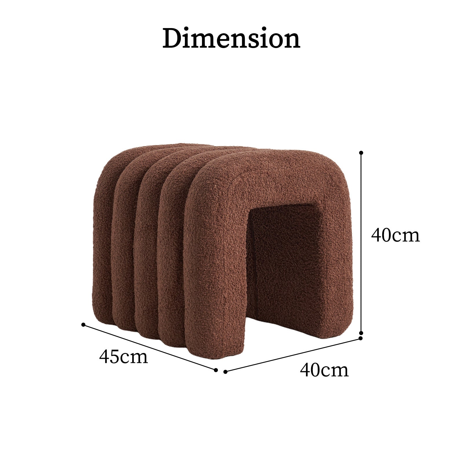 Ottomans & Footstools: Ridge Arch Ottoman Stool Teddy Fleece Fabric Foot Rest 45cm BROWN