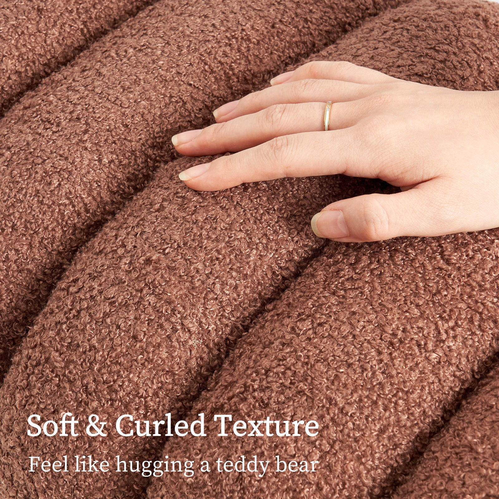 Ottomans & Footstools: 2X Ridge Arch Ottoman Stool Teddy Fleece Fabric Foot Rest 45cm BROWN