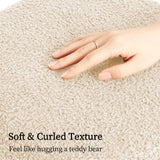 Ottomans & Footstools: Round Stacked Ottoman Stool Teddy Fleece Fabric Foot Rest 38cm BEIGE