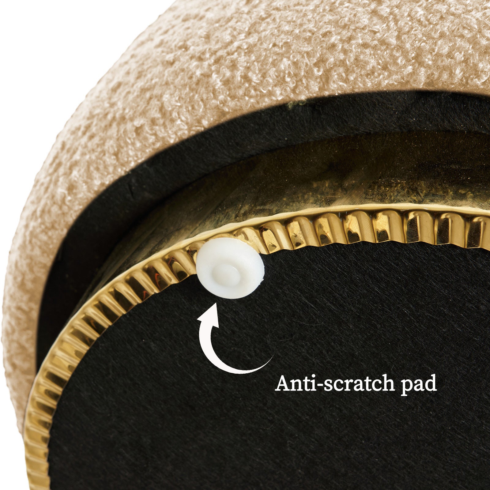 Ottomans & Footstools: Round Stacked Ottoman Stool Teddy Fleece Fabric Foot Rest 38cm BEIGE