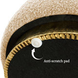 Ottomans & Footstools: Round Stacked Ottoman Stool Teddy Fleece Fabric Foot Rest 38cm BEIGE