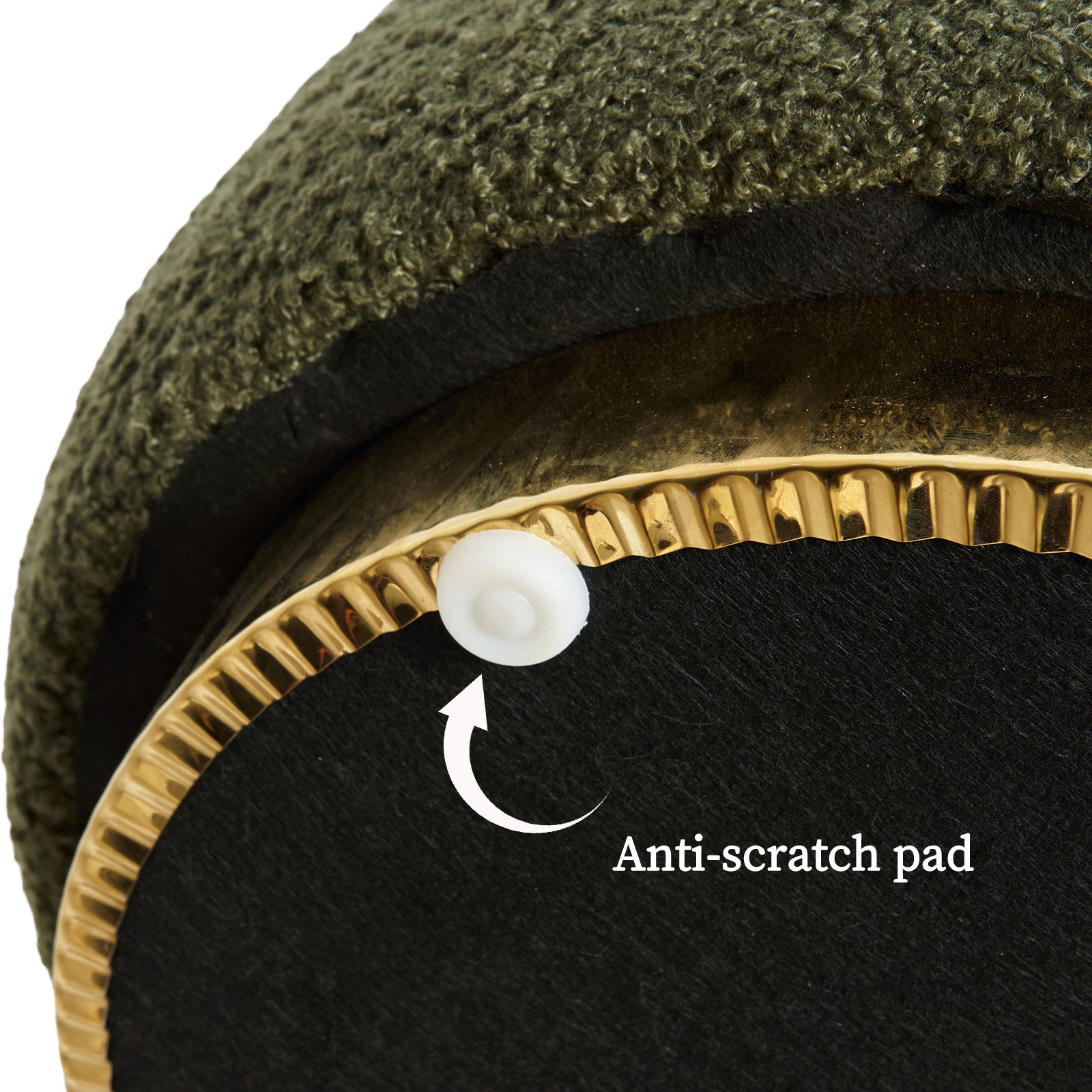Ottomans & Footstools: Round Stacked Ottoman Stool Teddy Fleece Fabric Foot Rest 38cm GREEN