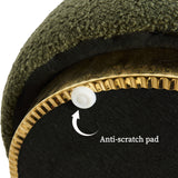 Ottomans & Footstools: Round Stacked Ottoman Stool Teddy Fleece Fabric Foot Rest 38cm GREEN
