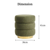 Ottomans & Footstools: Round Stacked Ottoman Stool Teddy Fleece Fabric Foot Rest 38cm GREEN