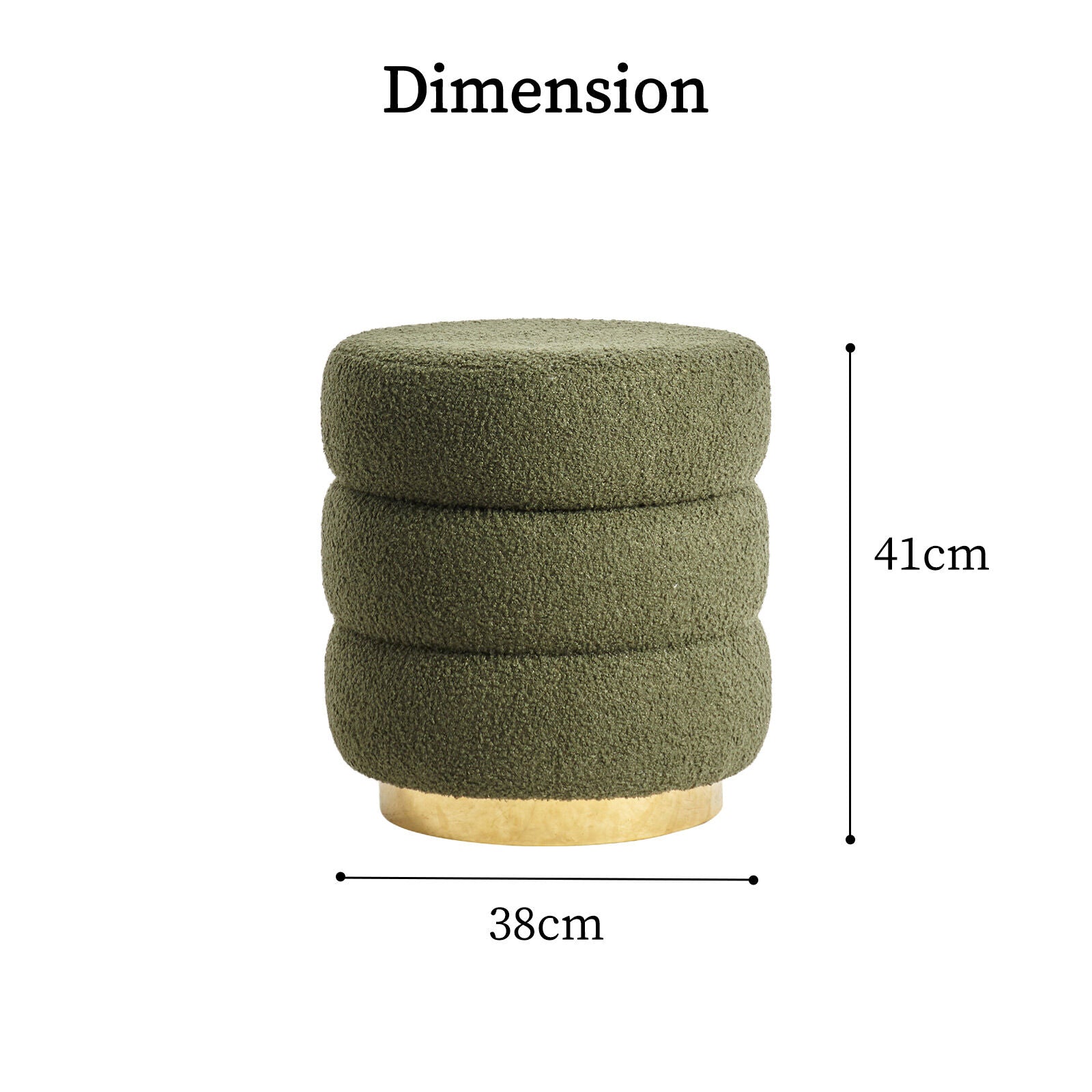 Ottomans & Footstools: 2X Round Stacked Ottoman Stool Teddy Fleece Fabric Foot Rest 38cm GREEN