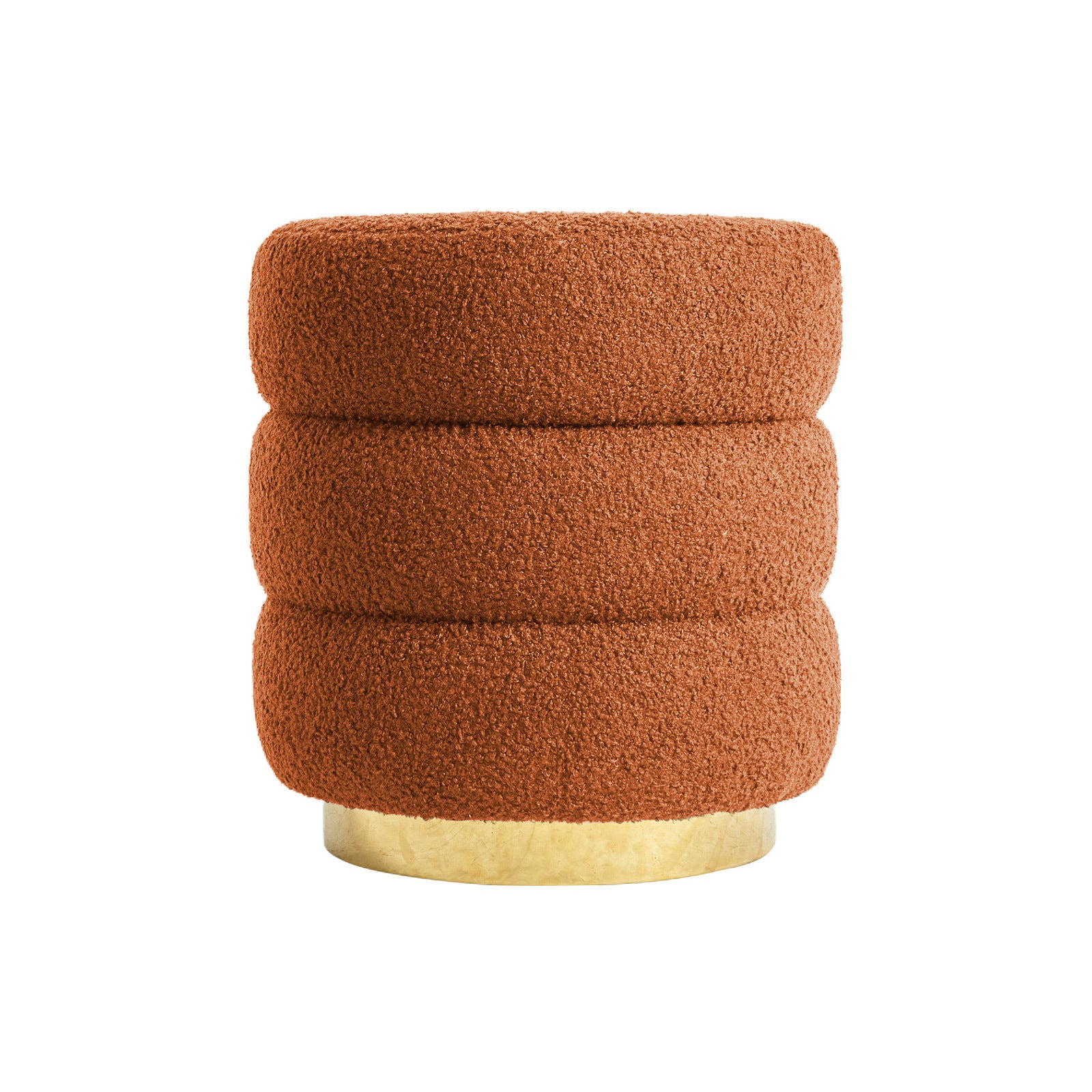 Ottomans & Footstools: Round Stacked Ottoman Stool Teddy Fleece Fabric Foot Rest 38cm ORANGE