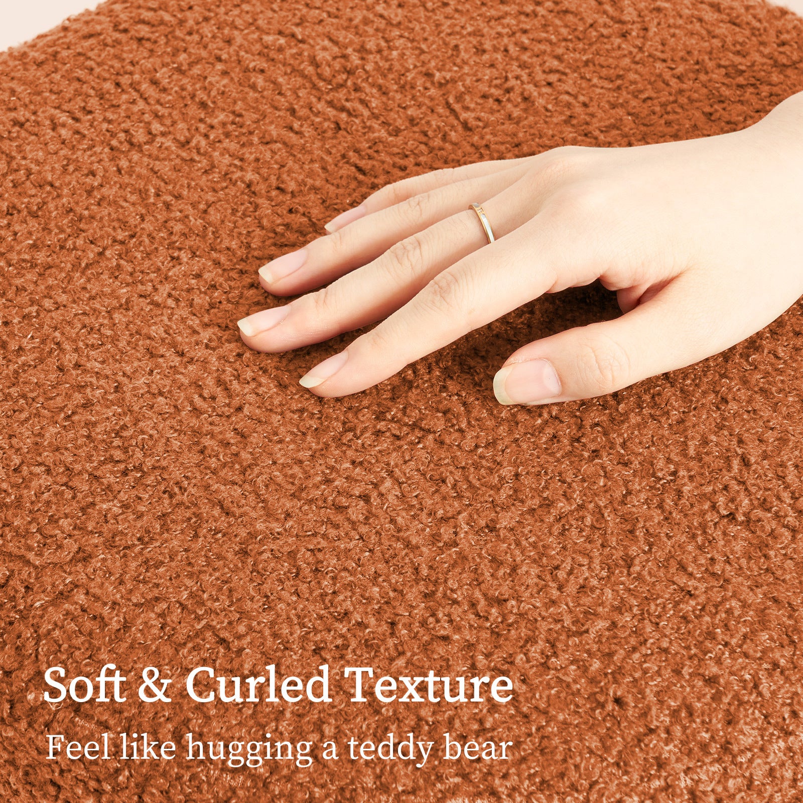 Ottomans & Footstools: Round Stacked Ottoman Stool Teddy Fleece Fabric Foot Rest 38cm ORANGE
