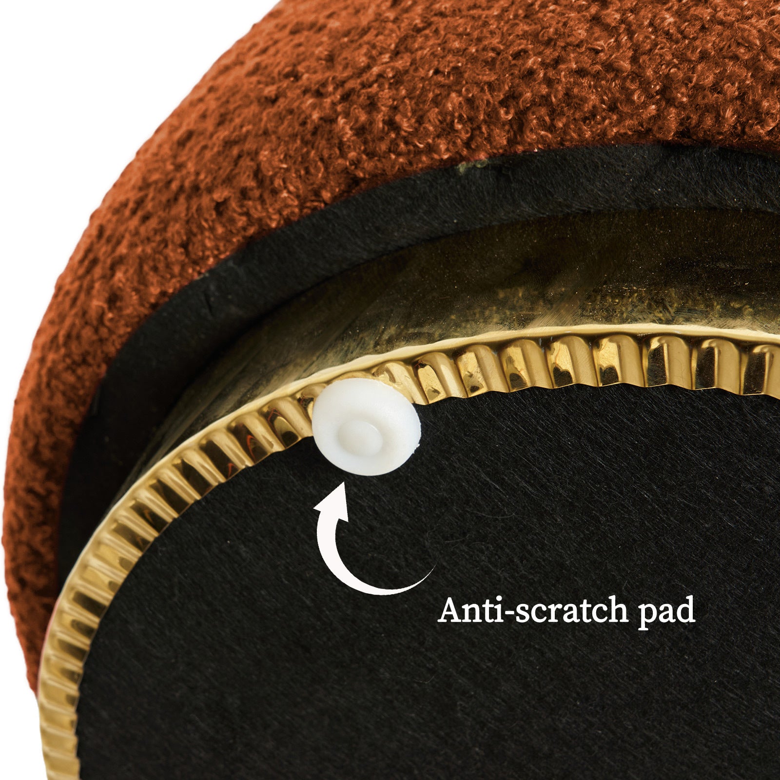 Ottomans & Footstools: Round Stacked Ottoman Stool Teddy Fleece Fabric Foot Rest 38cm ORANGE