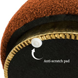 Ottomans & Footstools: Round Stacked Ottoman Stool Teddy Fleece Fabric Foot Rest 38cm ORANGE