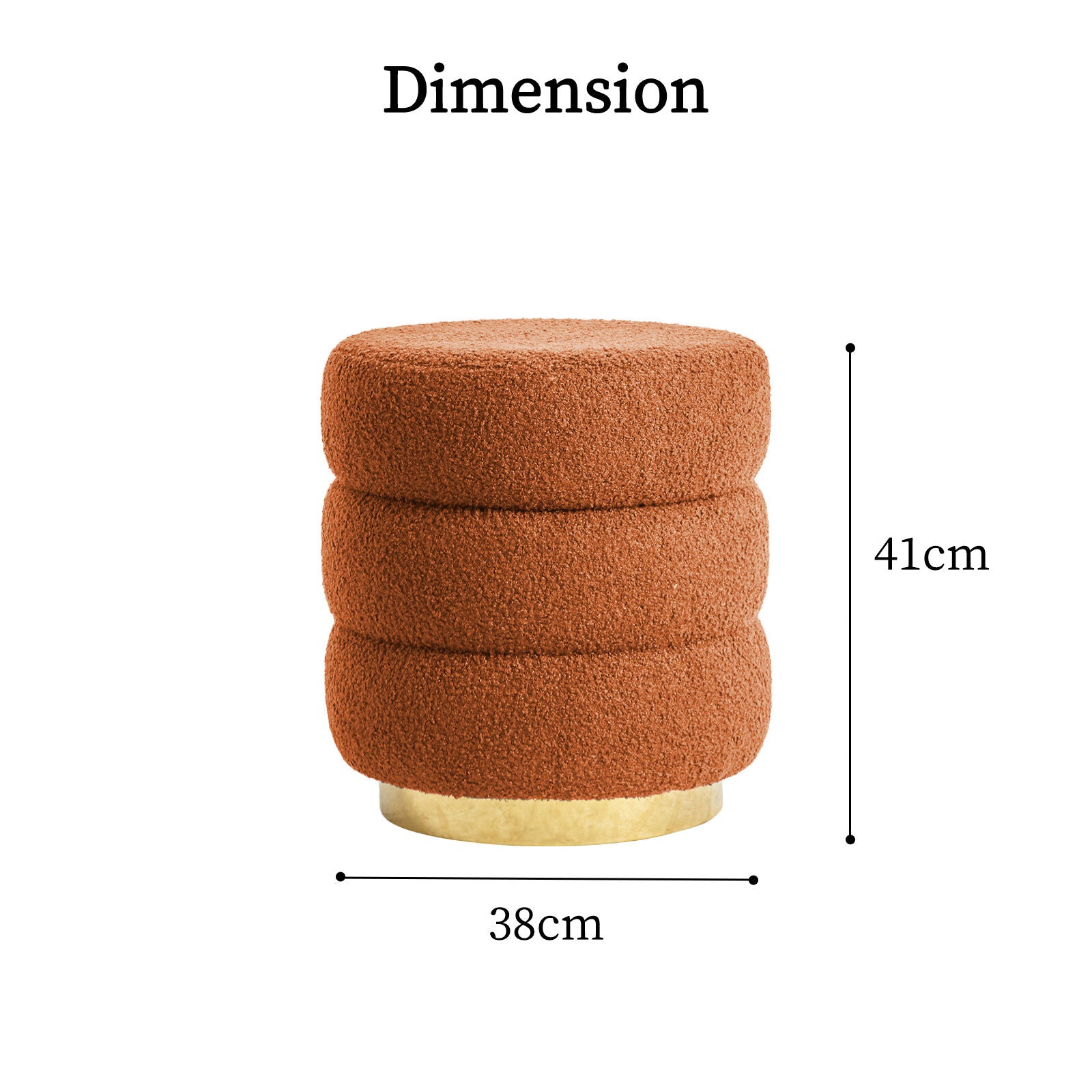 Ottomans & Footstools: Round Stacked Ottoman Stool Teddy Fleece Fabric Foot Rest 38cm ORANGE