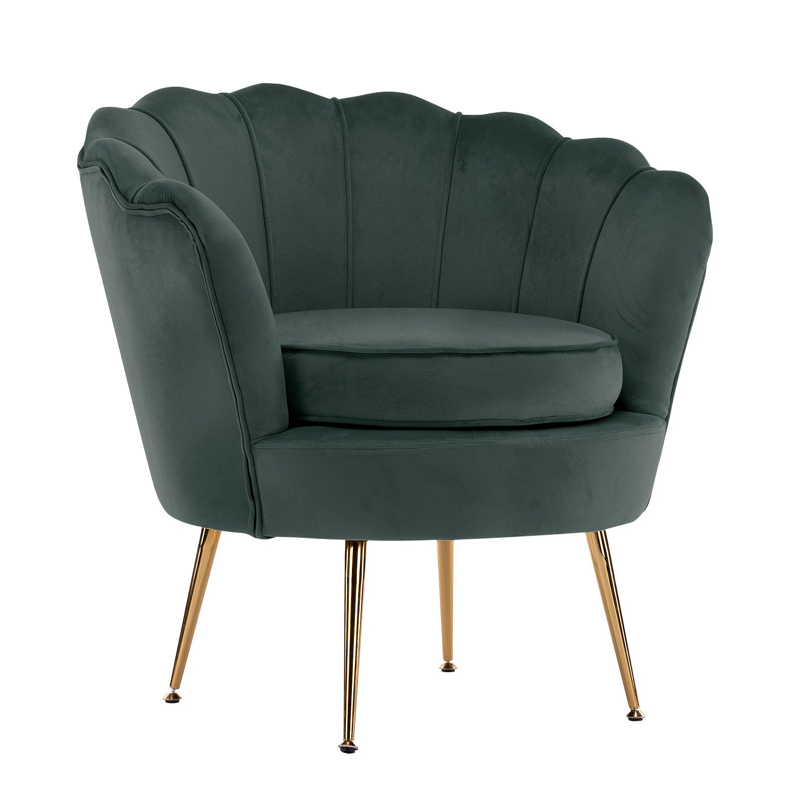 Bedside Tables: Armchair Padded Lounge Chair Accent Velvet Shell Scallop GREEN