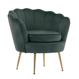 Bedside Tables: Armchair Padded Lounge Chair Accent Velvet Shell Scallop GREEN