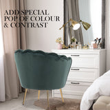 Bedside Tables: Armchair Padded Lounge Chair Accent Velvet Shell Scallop GREEN
