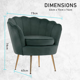 Bedside Tables: Armchair Padded Lounge Chair Accent Velvet Shell Scallop GREEN