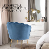 Bedside Tables: Armchair Padded Lounge Chair Accent Velvet Shell Scallop NAVY BLUE