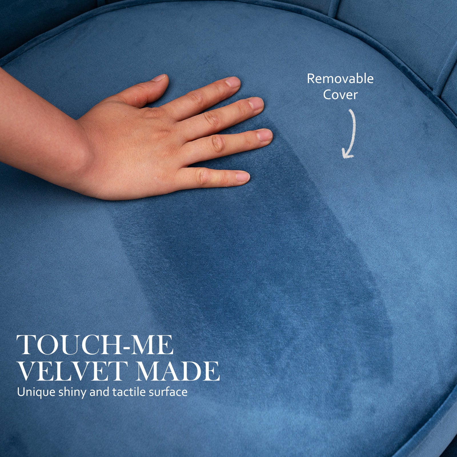 Bedside Tables: Armchair Padded Lounge Chair Accent Velvet Shell Scallop NAVY BLUE