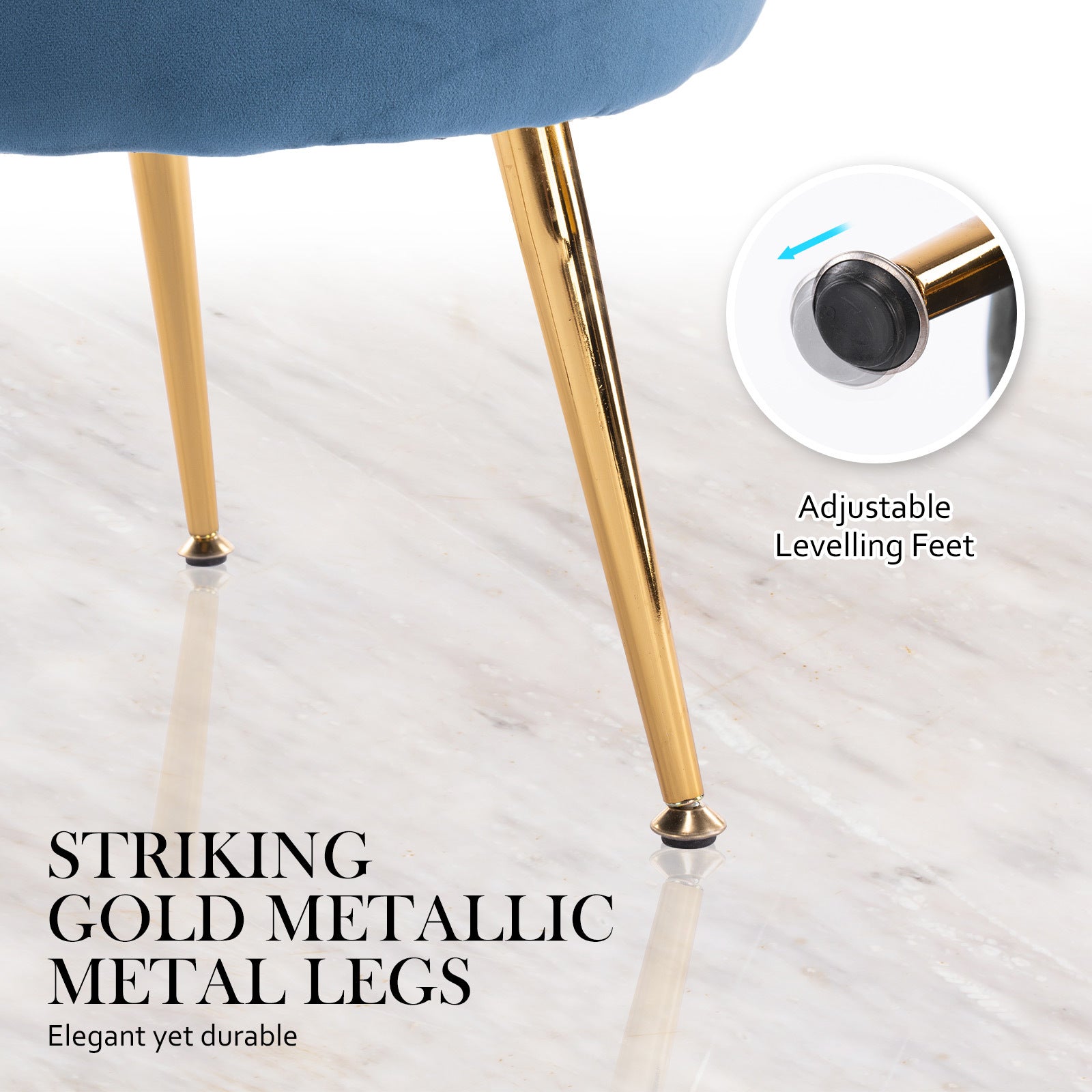 Bedside Tables: Armchair Padded Lounge Chair Accent Velvet Shell Scallop NAVY BLUE