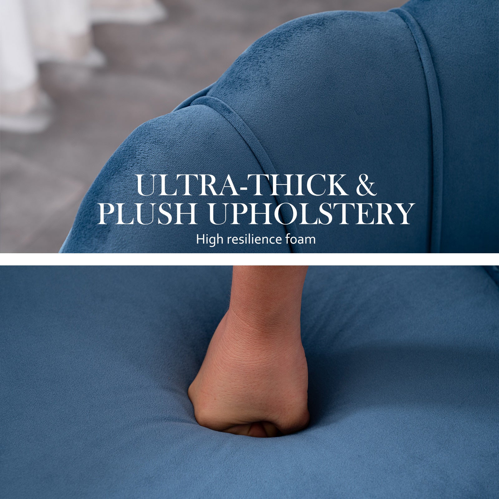 Bedside Tables: Armchair Padded Lounge Chair Accent Velvet Shell Scallop NAVY BLUE
