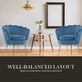 Bedside Tables: Armchair Padded Lounge Chair Accent Velvet Shell Scallop NAVY BLUE